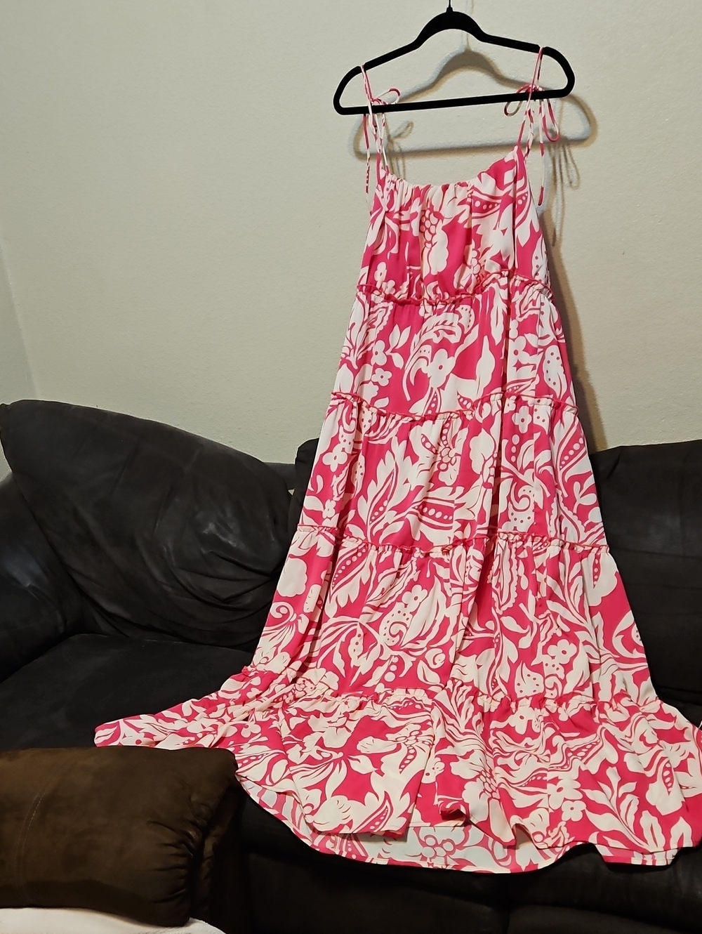 Kori Hot Pink & White Floral Maxi Sundress